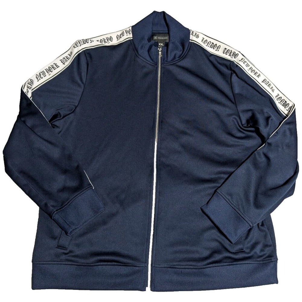 INC INTERNATIONAL CONCEPTS Men 2XL Blue LONDON TOKYO NEW YORK PARIS Track Jacket